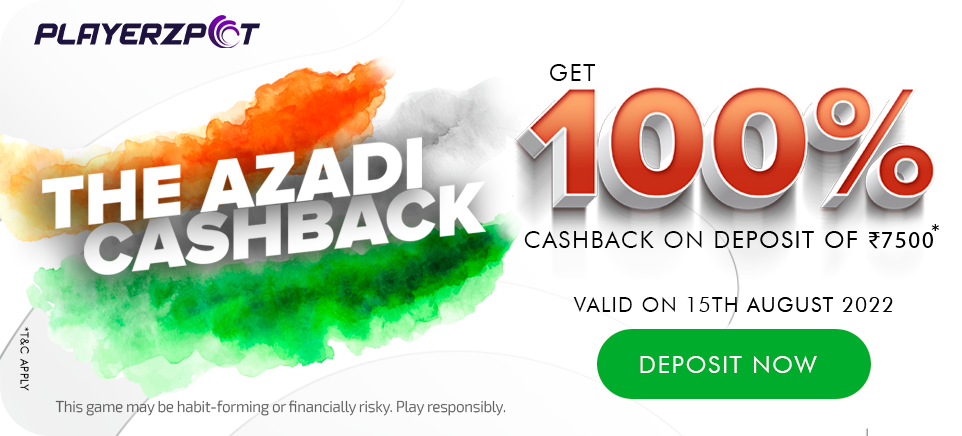 cashback on deposit PlayerzPot - Fantasy Sports for cricket and football sports games